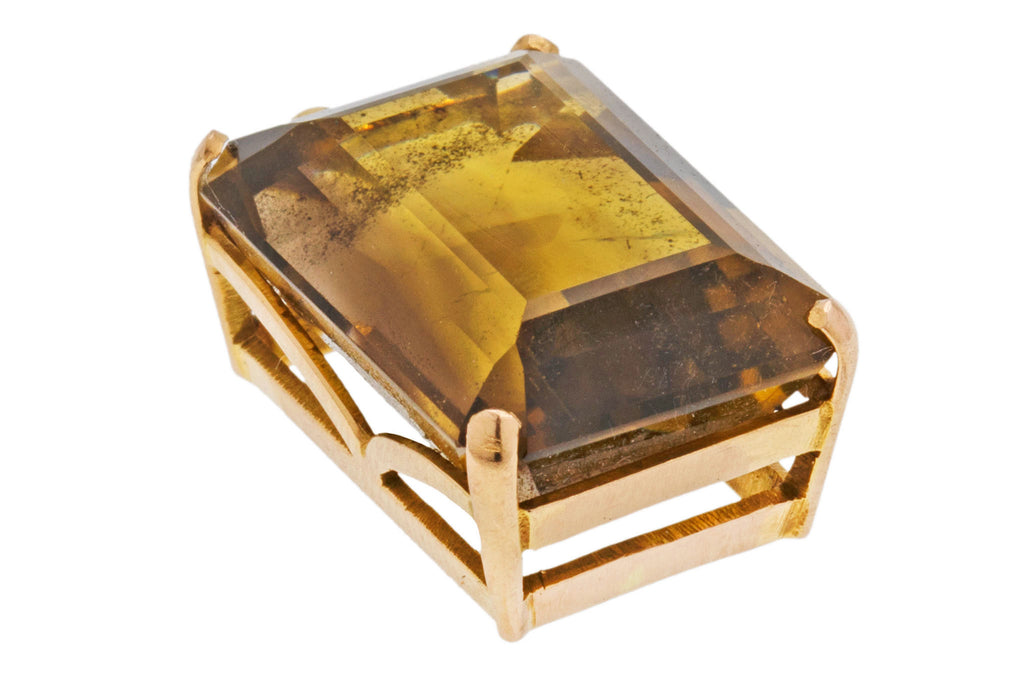 Antique 18ct Gold Smokey Quartz Pendant, 15.00ct