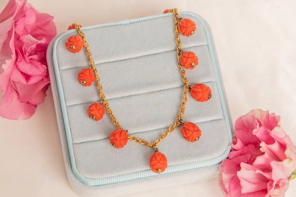 Antique 15ct Gold Coral Necklace