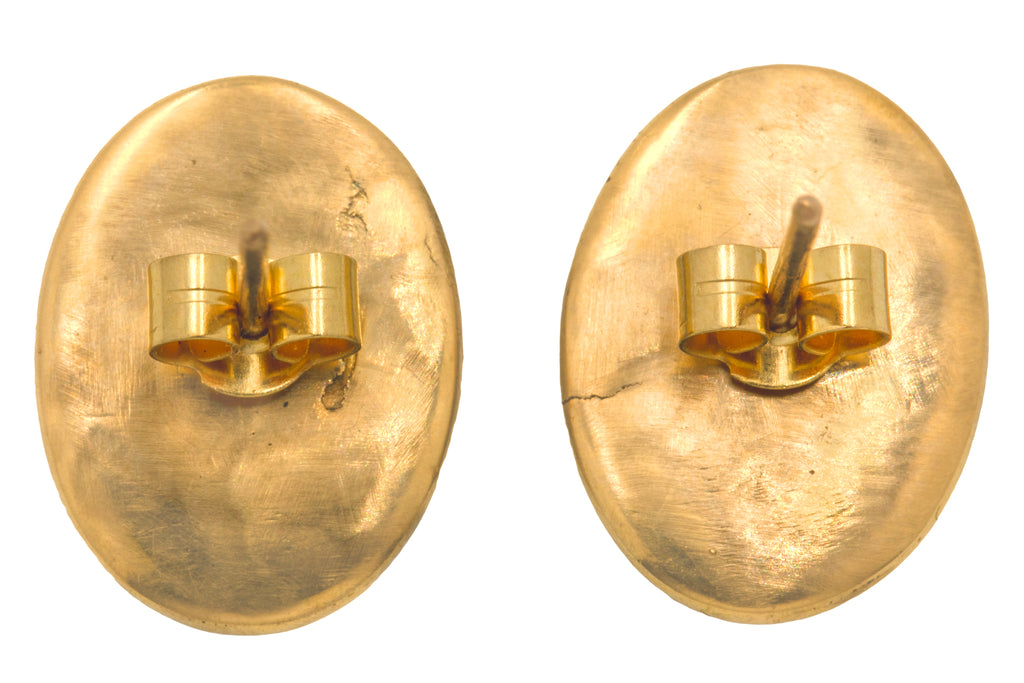Antique 15ct Gold Bullseye Agate Earrings