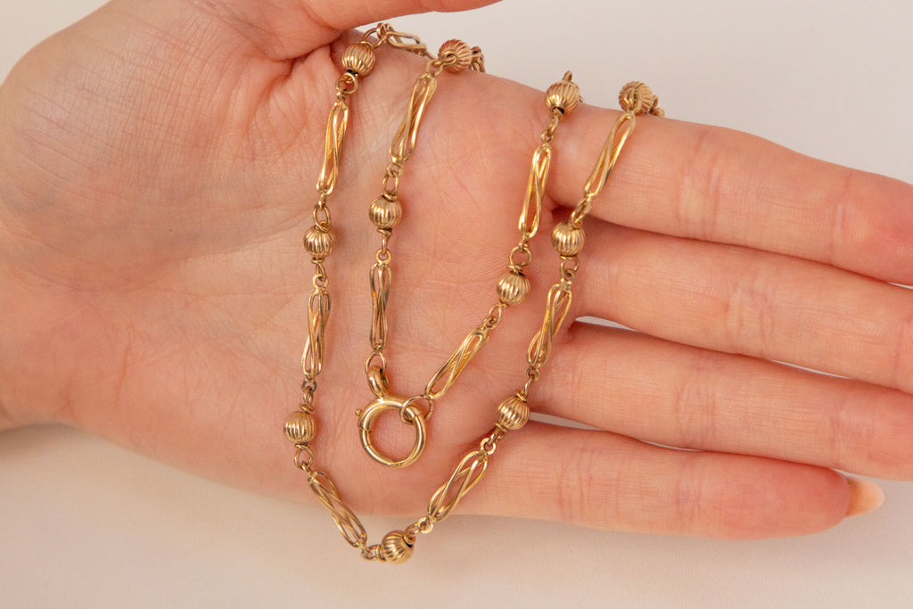 26" 9ct Gold Fancy Link Chain with Bolt-Ring, 18.3g