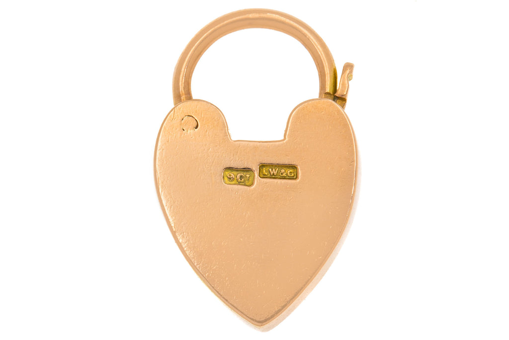 Antique 9ct Gold Heart Padlock Pendant