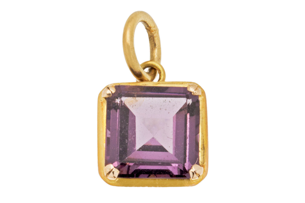 Art Deco 18ct Gold Purple Synthetic Spinel Charm