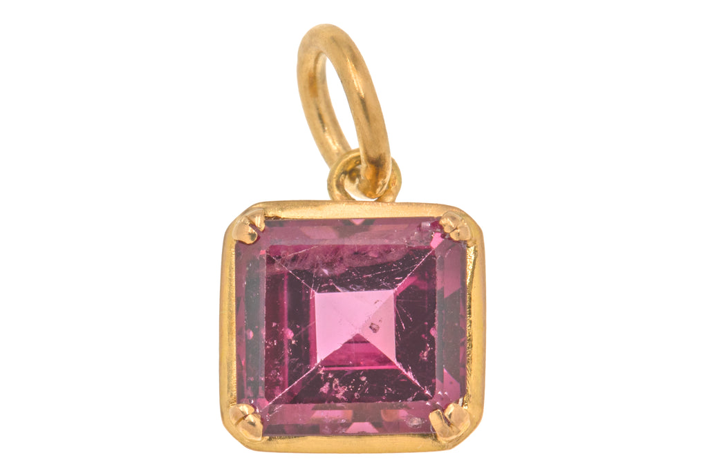 18ct Gold Red Synthetic Spinel Charm, 1.80ct