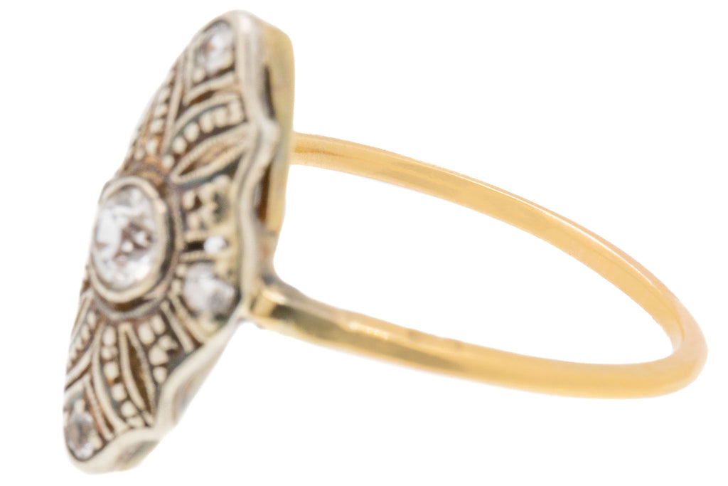 Art Deco 15ct Gold & Silver Paste Panel Ring