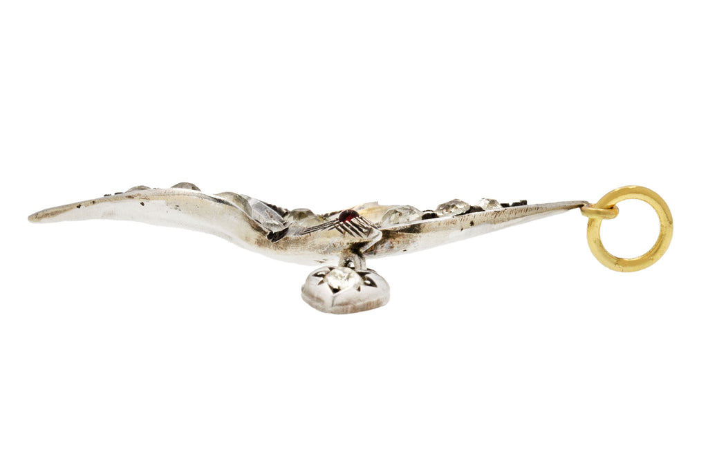 Edwardian Silver Paste Swallow Bird Pendant