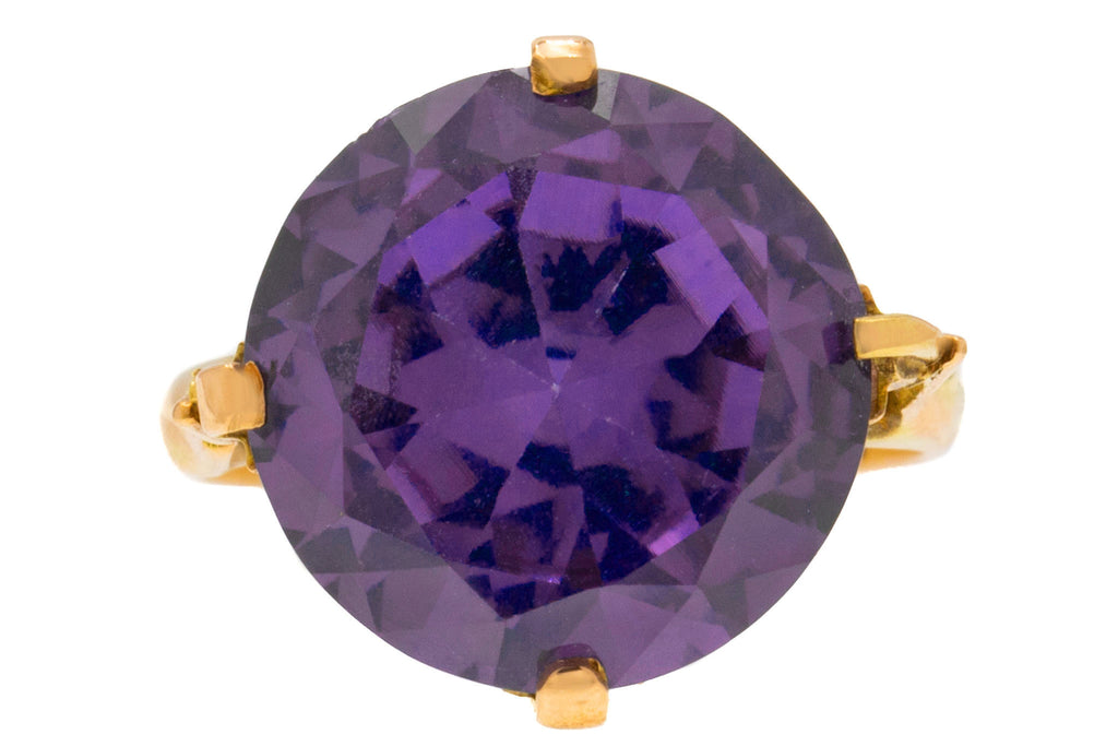 Egyptian 15ct Gold Synthetic Amethyst Cocktail Ring, 11.00ct