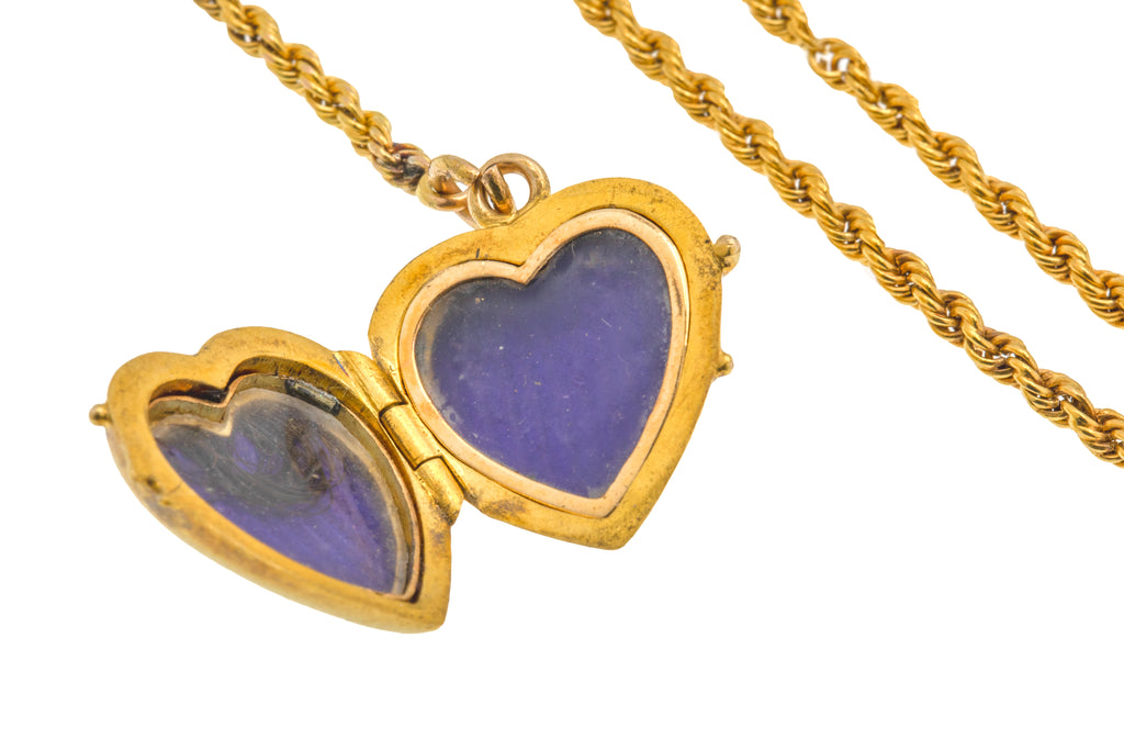 Antique 18ct Gold Albertina Bracelet, Heart Locket, 9.2g