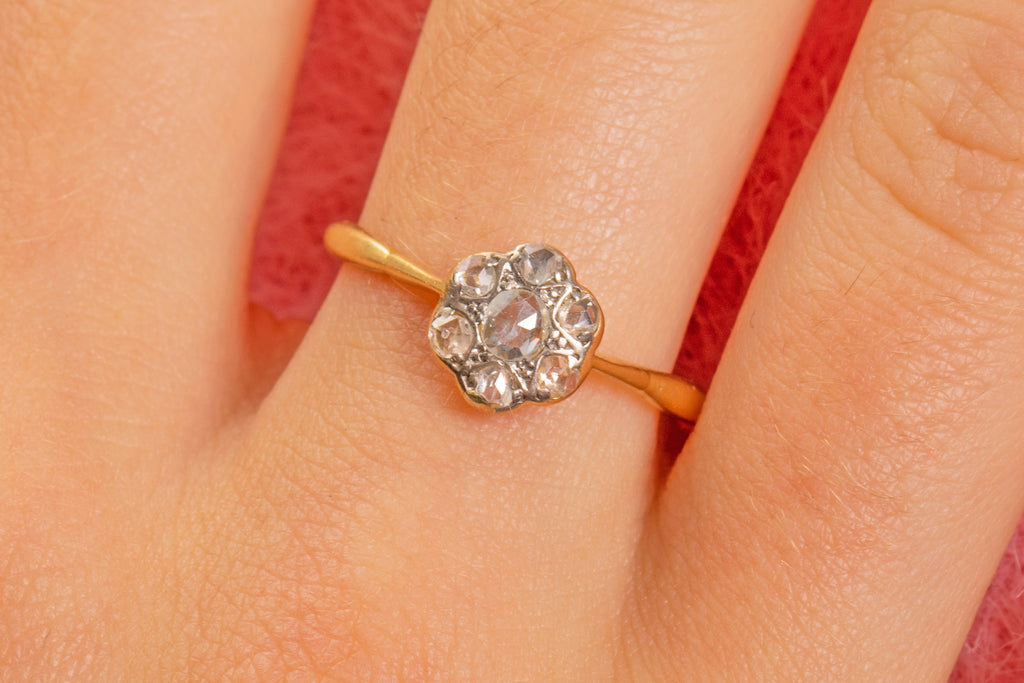 Edwardian 18ct Gold Rose-Cut Diamond Cluster Ring, 0.28ct