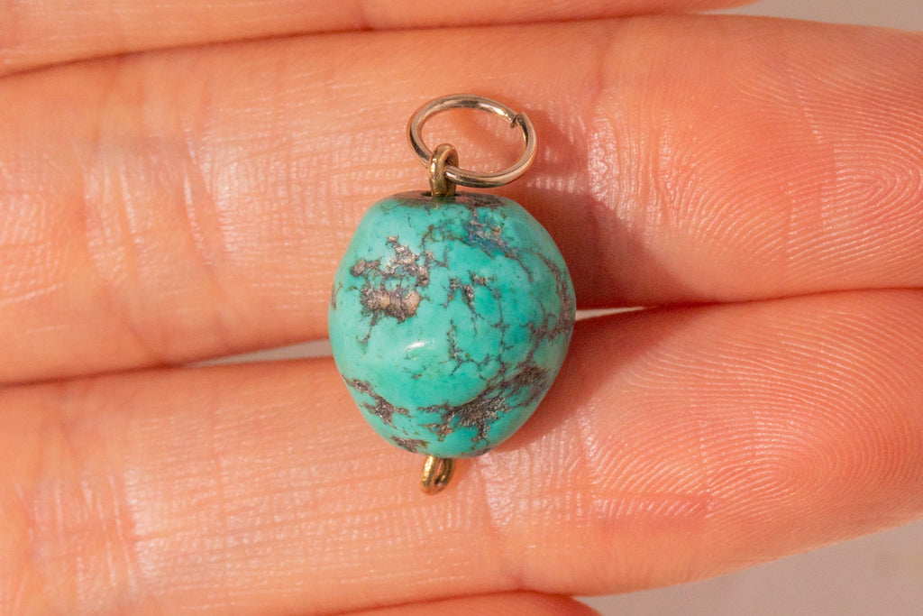 Antique 9ct Gold Turquoise Charm