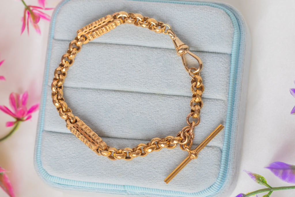 8" Antique 9ct Gold Fancy Link Bracelet, 12.4g