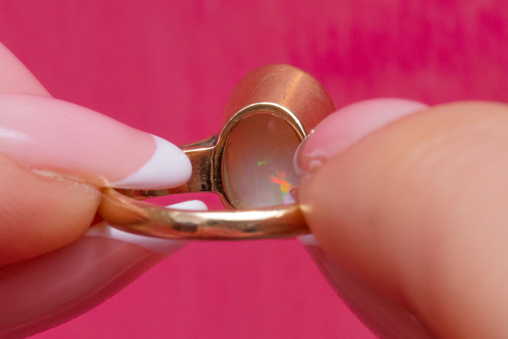 Antique 18ct Gold Bezel-Set Opal Ring, 2.00ct