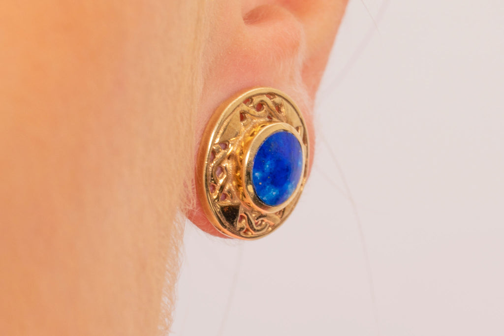 9ct Gold Lapis Lazuli Stud Earrings