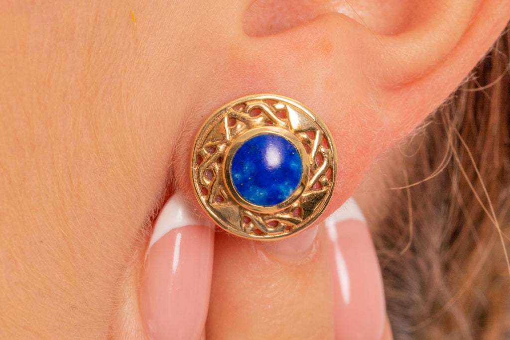 9ct Gold Lapis Lazuli Stud Earrings