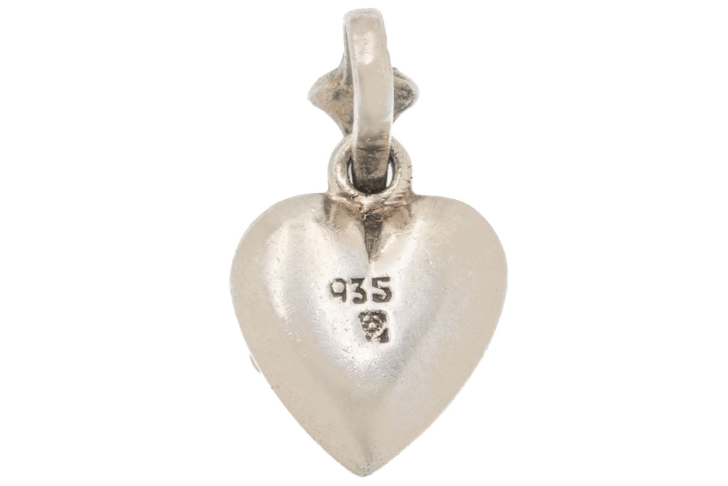 Antique Silver Turquoise Pearl Heart Pendant