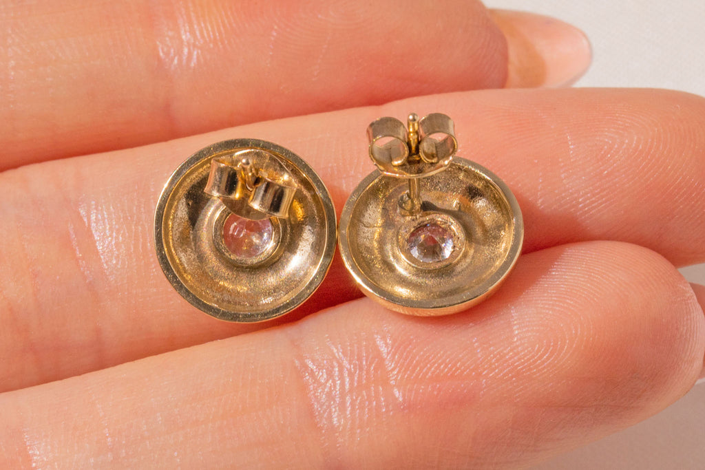 9ct Gold Round Paste Stud Earrings