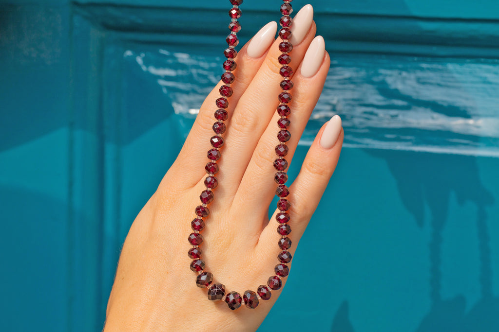 Antique Faceted Garnet Beaded Necklace