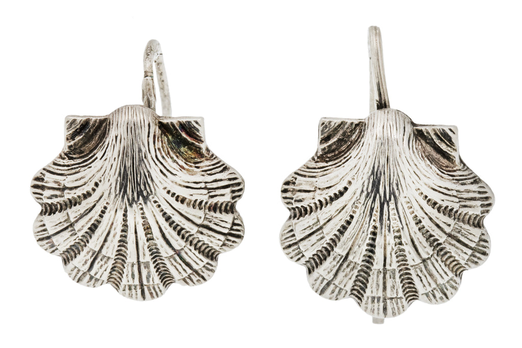 Antique Sterling Silver Shell Earrings