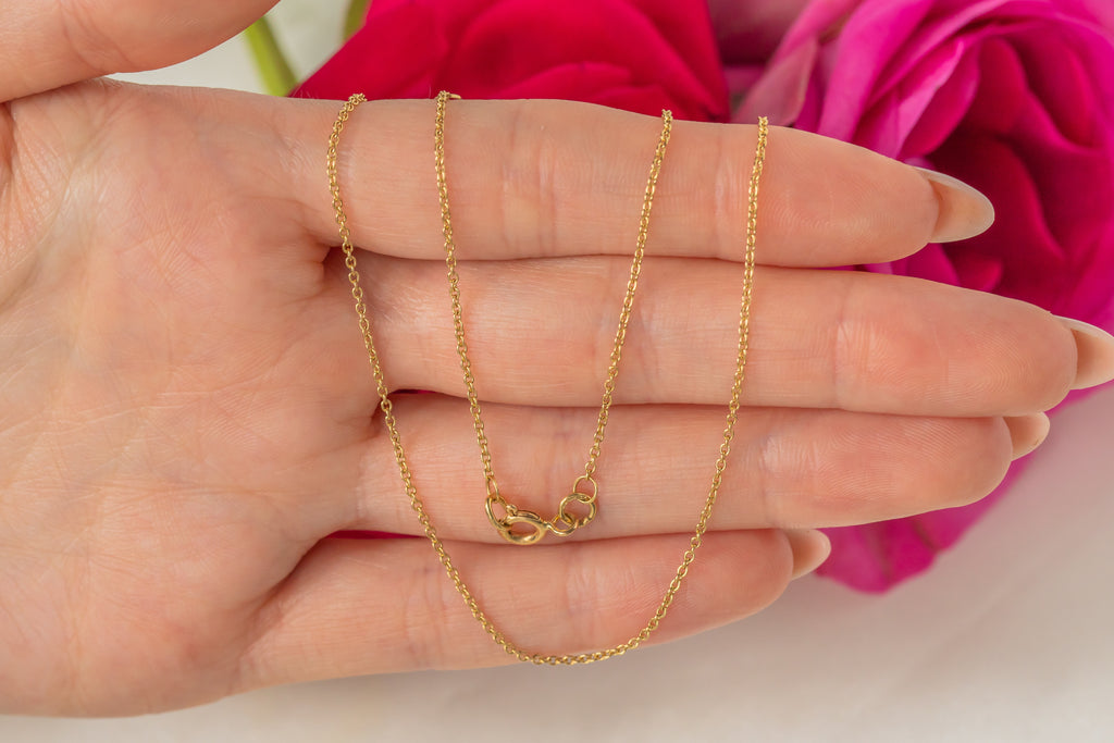18ct Gold Skinny Pendant Chain, 16" - 18" Adjustable Chain