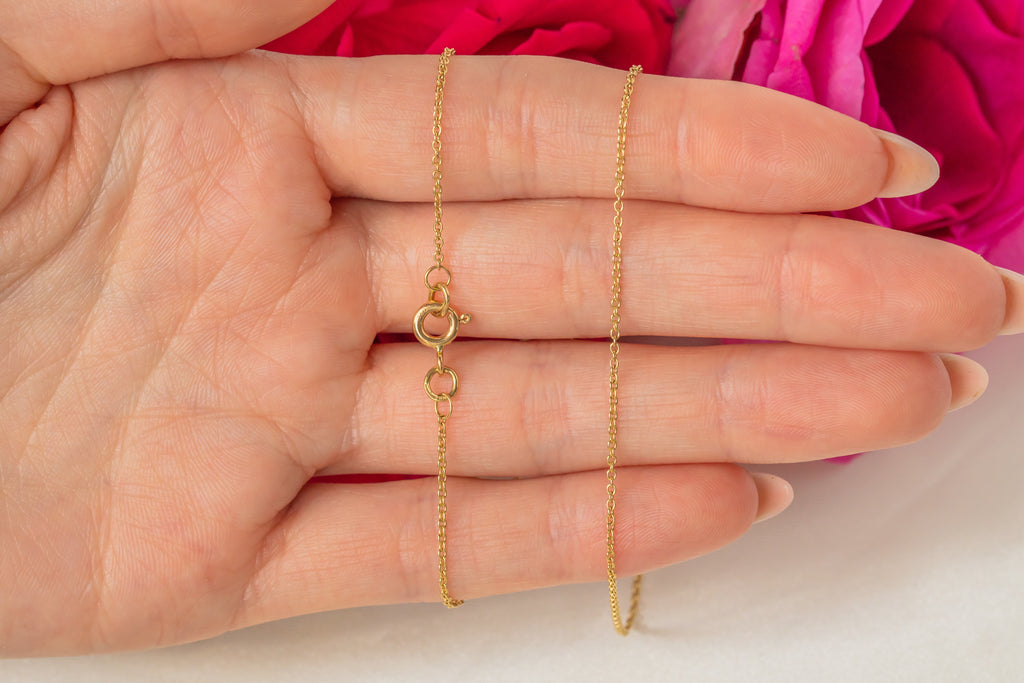 18ct Gold Skinny Pendant Chain, 16" - 18" Adjustable Chain