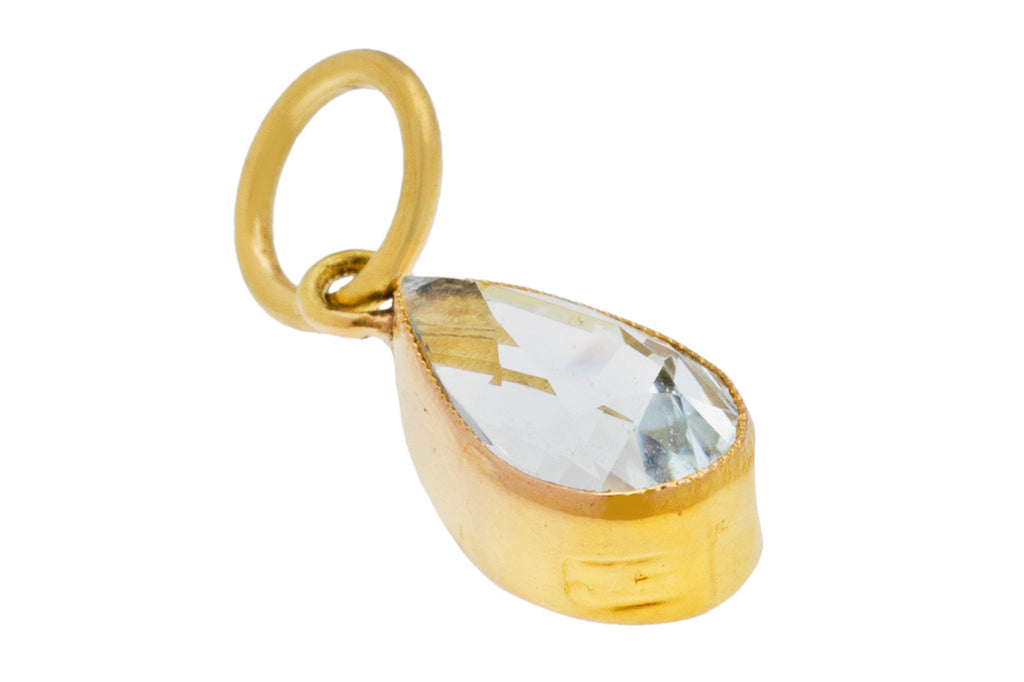 Edwardian 9ct Gold Aquamarine Pear Pendant, 0.60ct