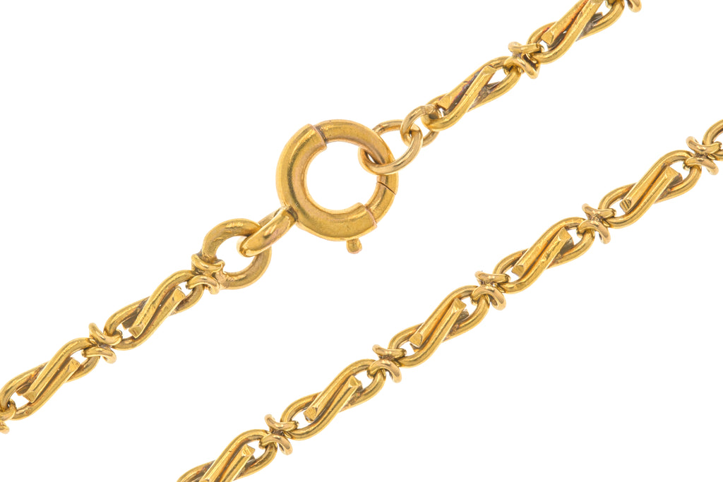 18" Antique French 18ct Gold Fancy Chain