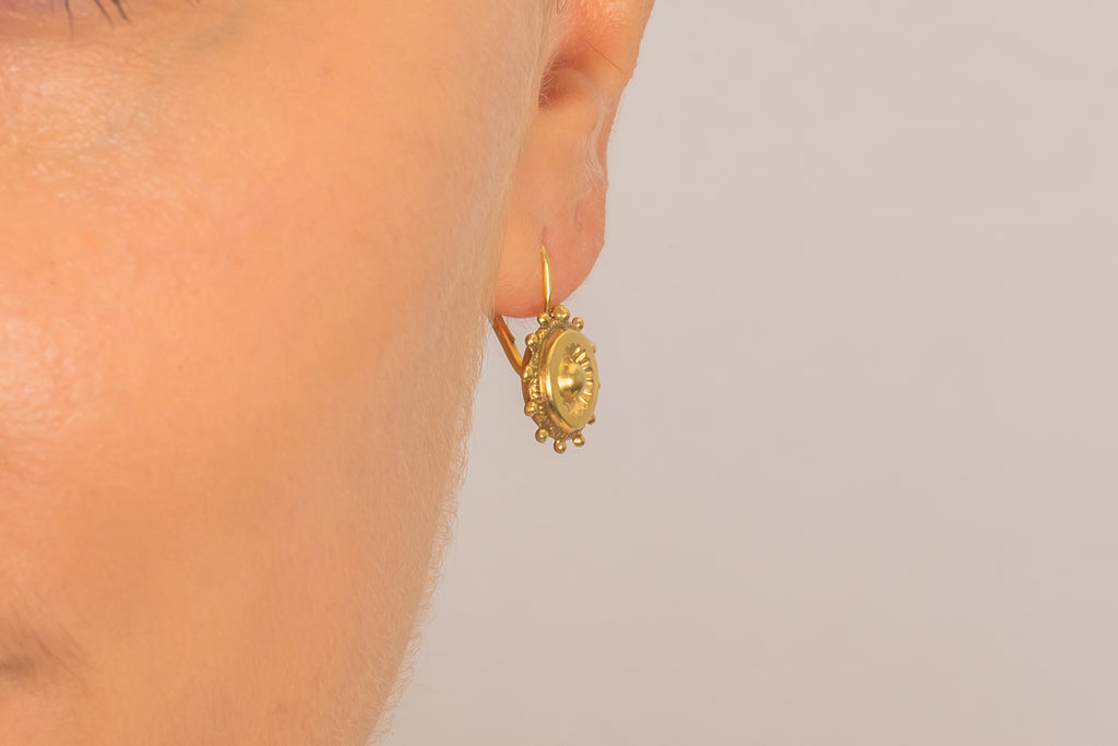 Antique 9ct Gold Etruscan Earrings