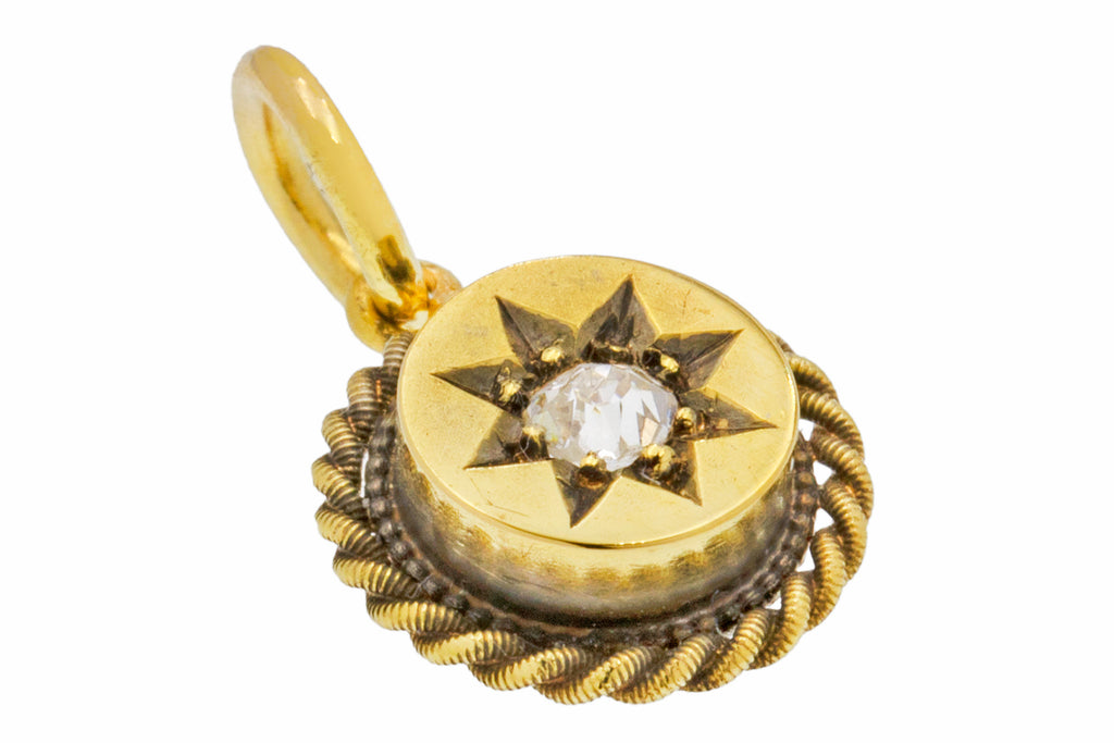 Antique 15ct Gold Etruscan Diamond Star Charm