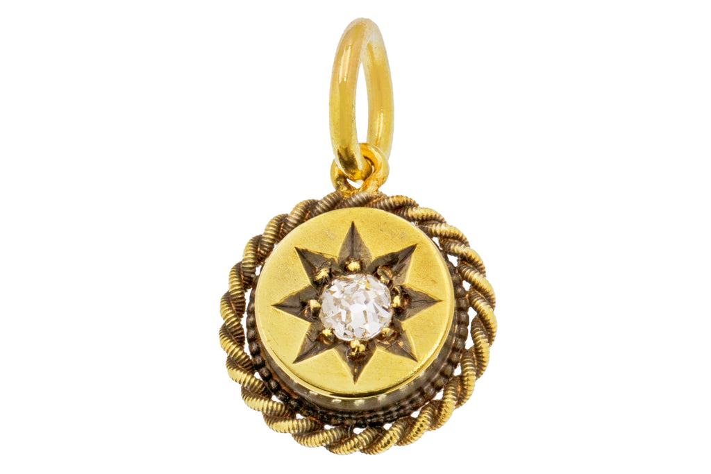 Antique 15ct Gold Etruscan Diamond Star Charm