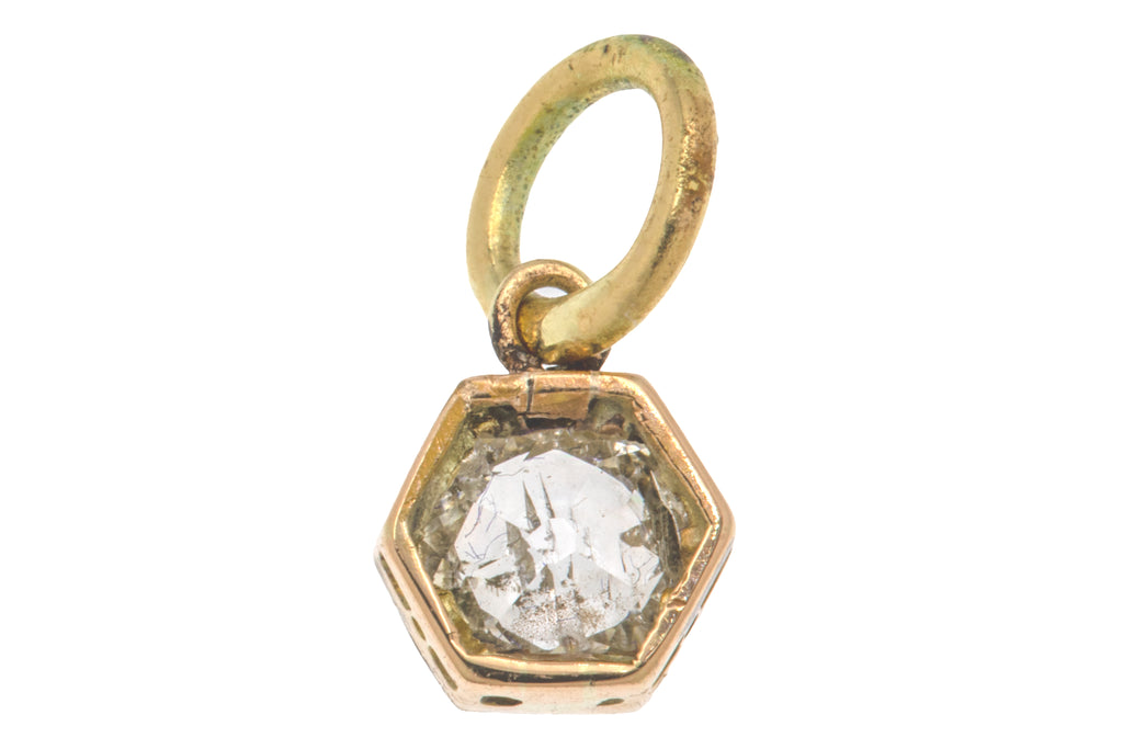 Edwardian 15ct Gold Old Mine Cut Diamond Charm, 0.45ct