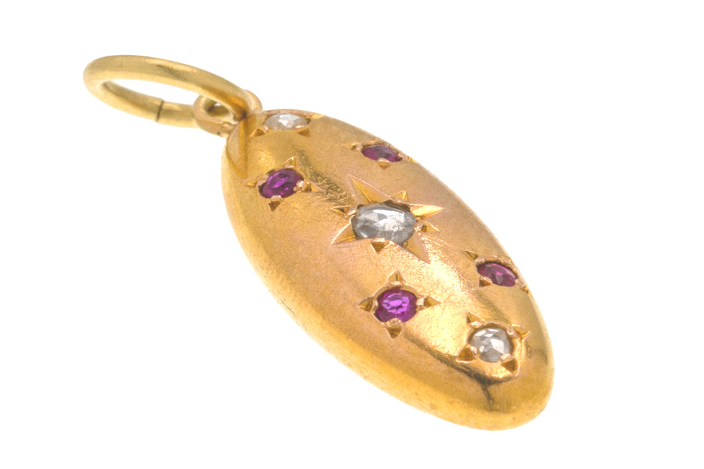French 18ct Gold Ruby Diamond Pendant