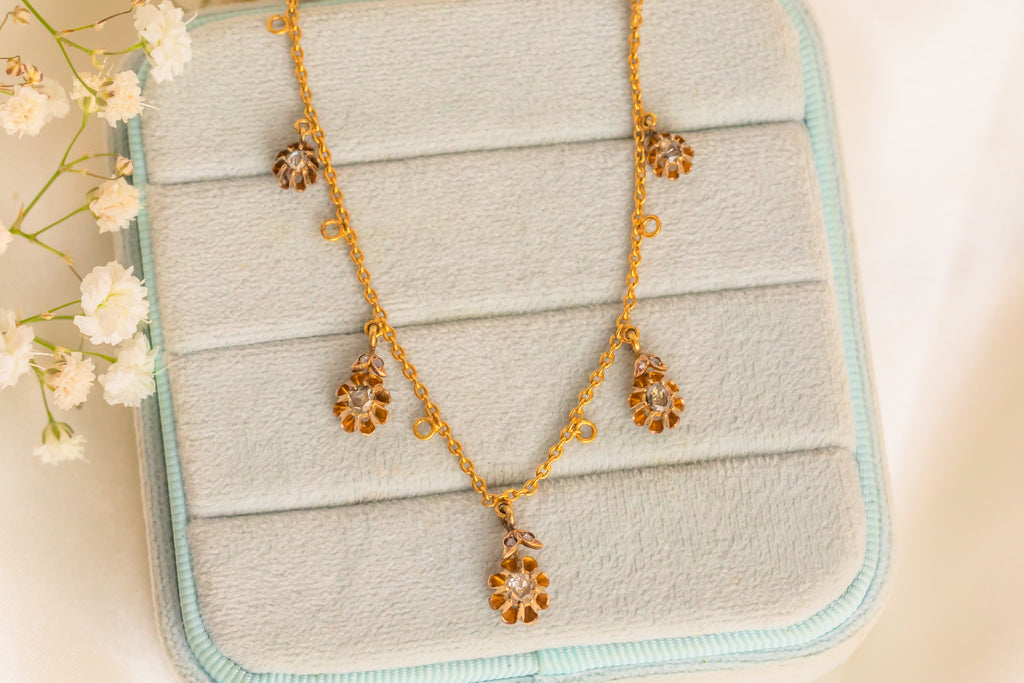 Victorian 18ct Gold Rose-Cut Diamond Necklace, 0.70ct