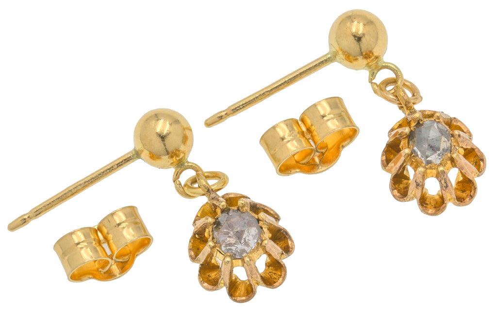 Victorian 18ct Gold Rose-Cut Diamond Earrings