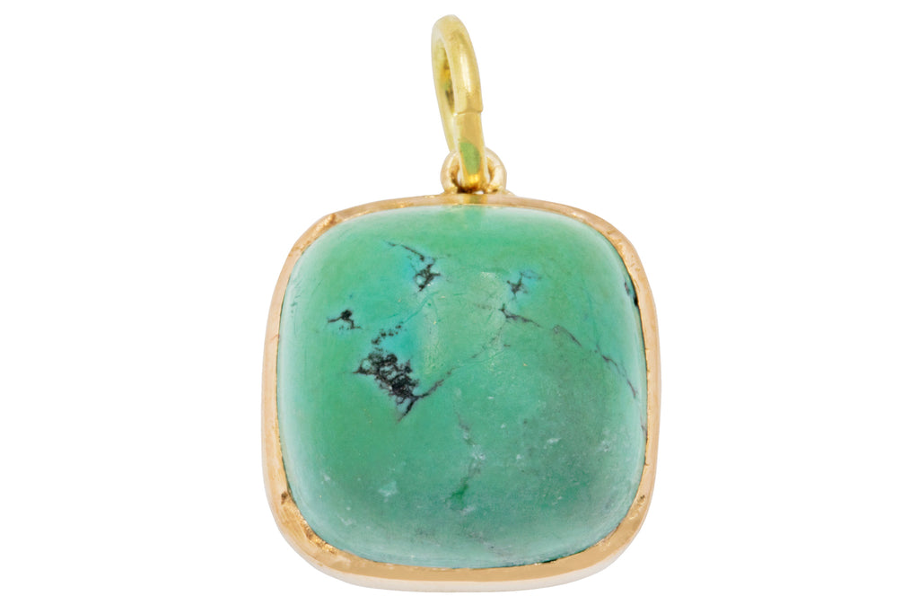 Art Deco 14ct Gold Turquoise Sugarloaf Pendant