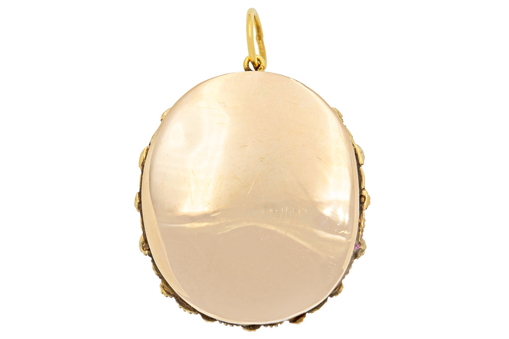 Georgian 15ct Gold Foiled Amethyst Ruby Pearl Pendant
