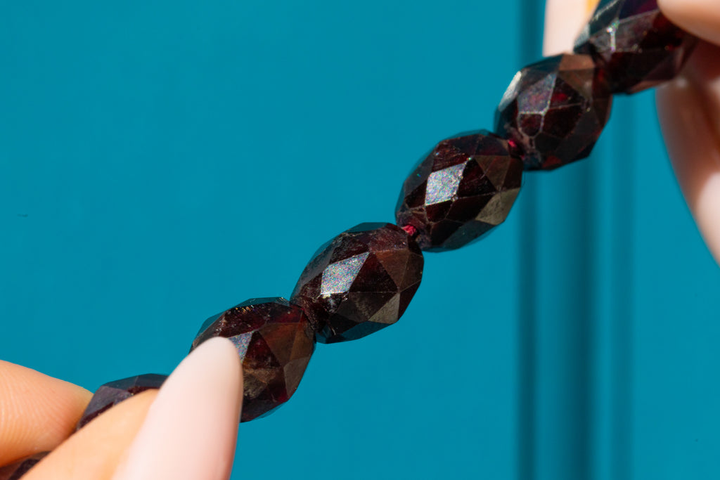 Victorian Faceted Garnet Beaded Necklace