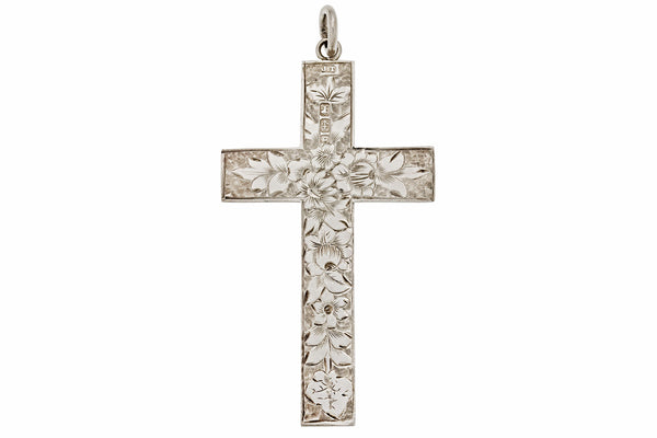 Antique Silver Engraved Cross Pendant