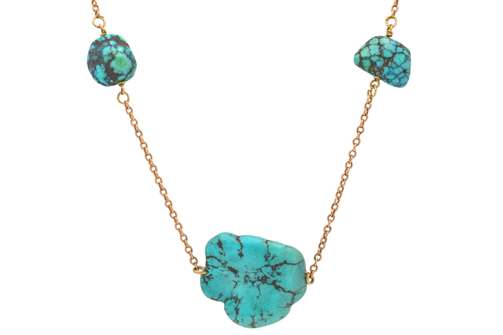 Victorian 9ct Gold Turquoise Matrix Necklace