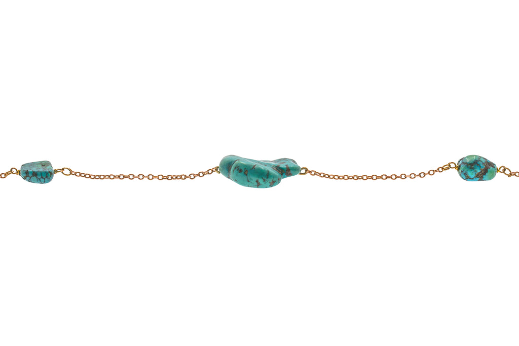 Victorian 9ct Gold Turquoise Matrix Necklace