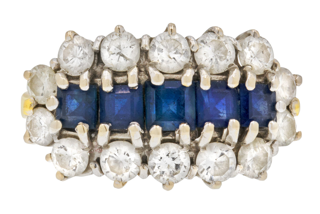 18ct Gold Sapphire & Diamond Cluster Ring, 0.60ct Sapphire 0.85ct Diamond