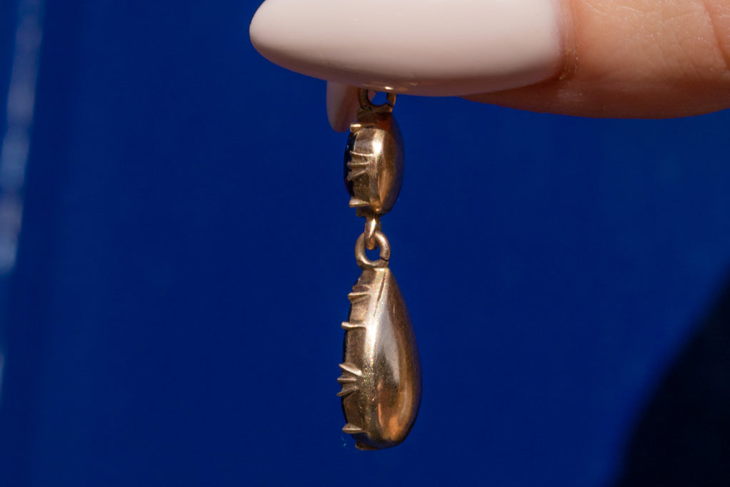 Georgian 9ct Gold Foiled Garnet Drop Pendant, 3.20ct
