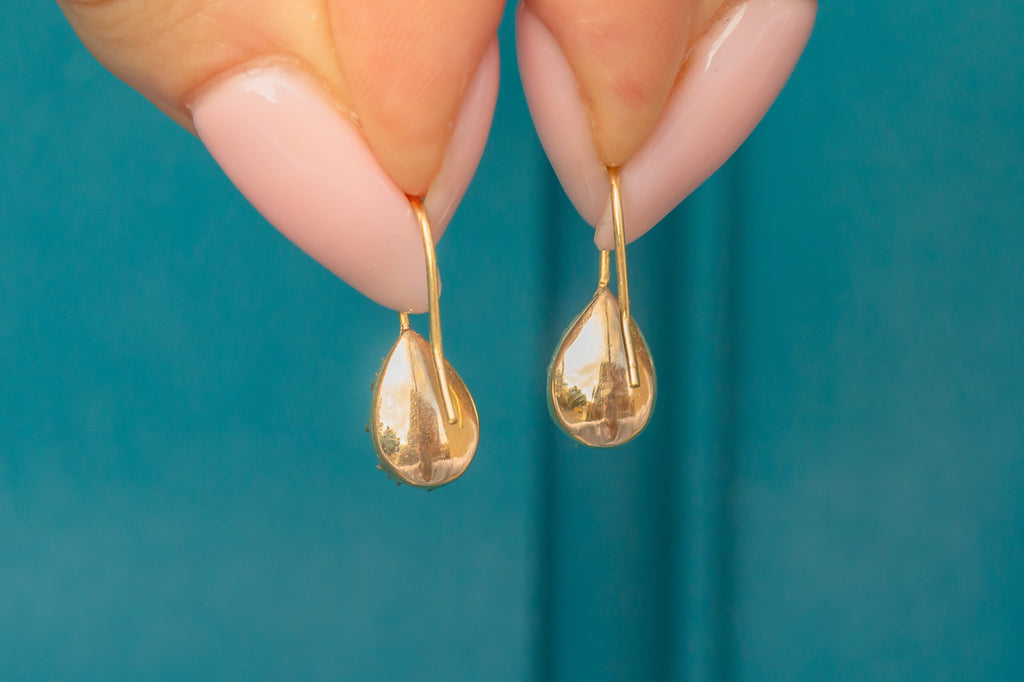 Georgian 9ct Gold Foiled Garnet Earrings