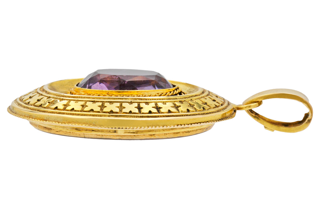 Antique 15ct Gold Amethyst Pendant, 2.95ct