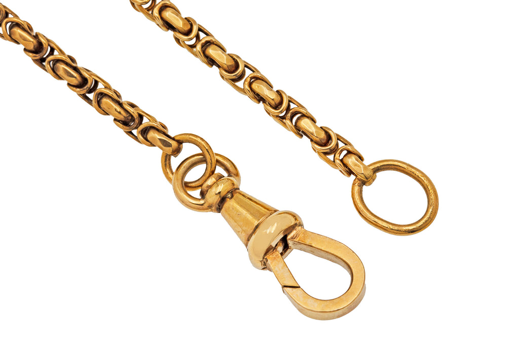 26" Antique 9ct Gold Fancy Link Chain, 14.1g