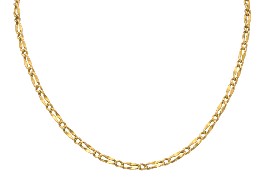 16" Antique 18ct Gold Fancy Link Chain, 10.1g