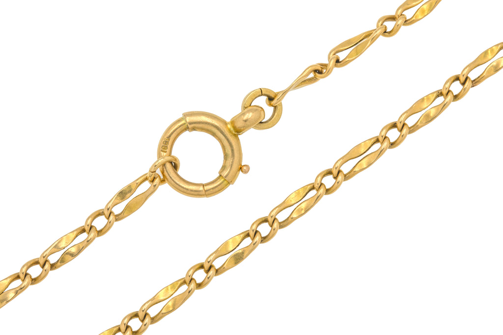 16" Antique 18ct Gold Fancy Link Chain, 10.1g