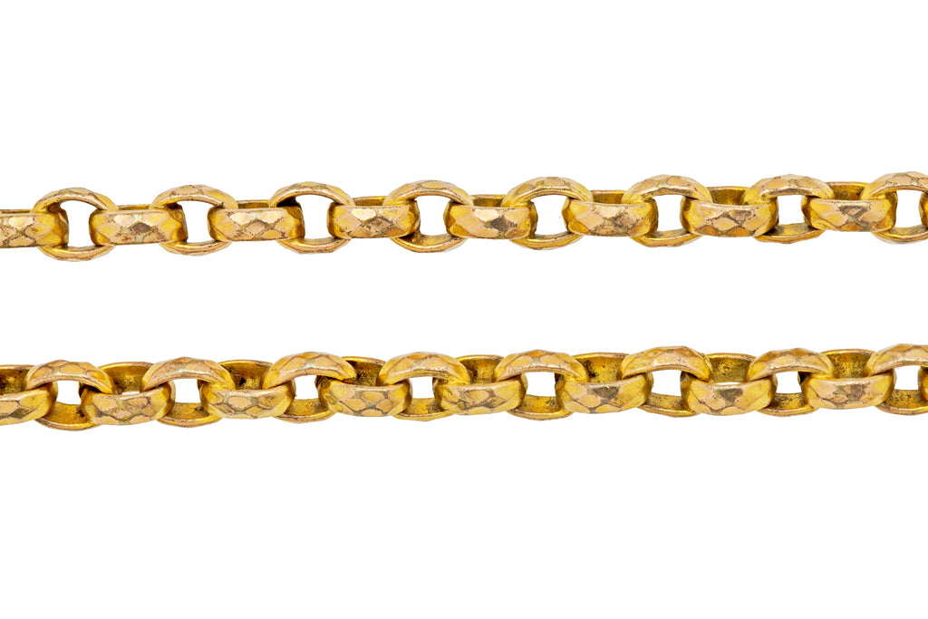 32" Antique 9ct Gold Cased Faceted Longuard Belcher Chain