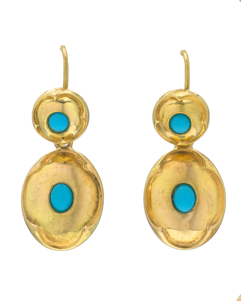 Antique 18ct Gold Turquoise Drop Earrings