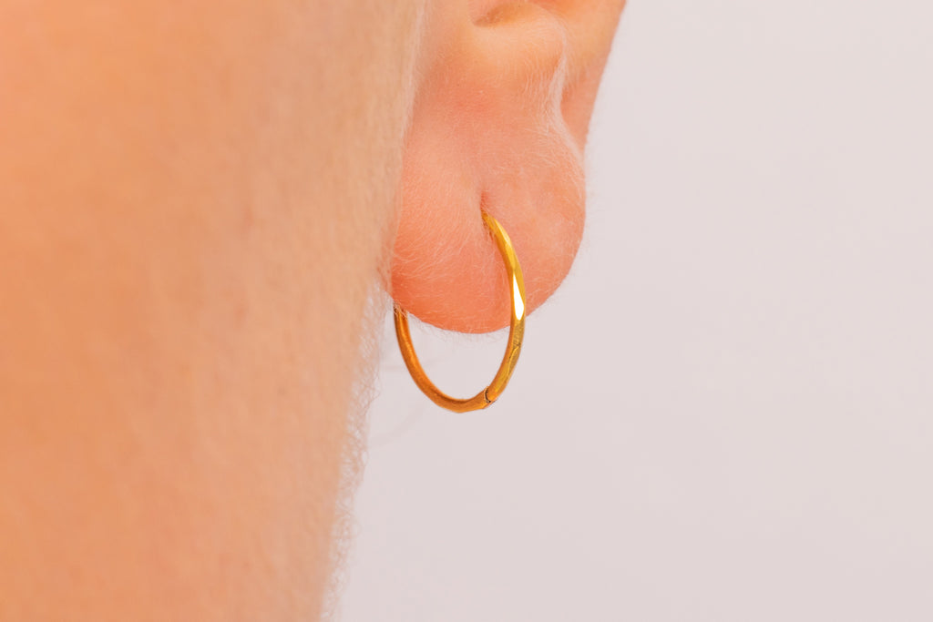 Antique 9ct Gold Sleeper Hoop Earrings