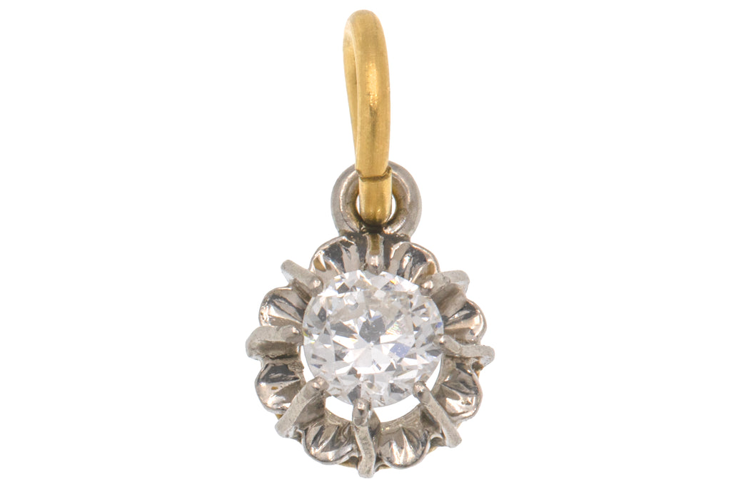 Art Deco 18ct Gold Platinum Diamond Charm, 0.25ct
