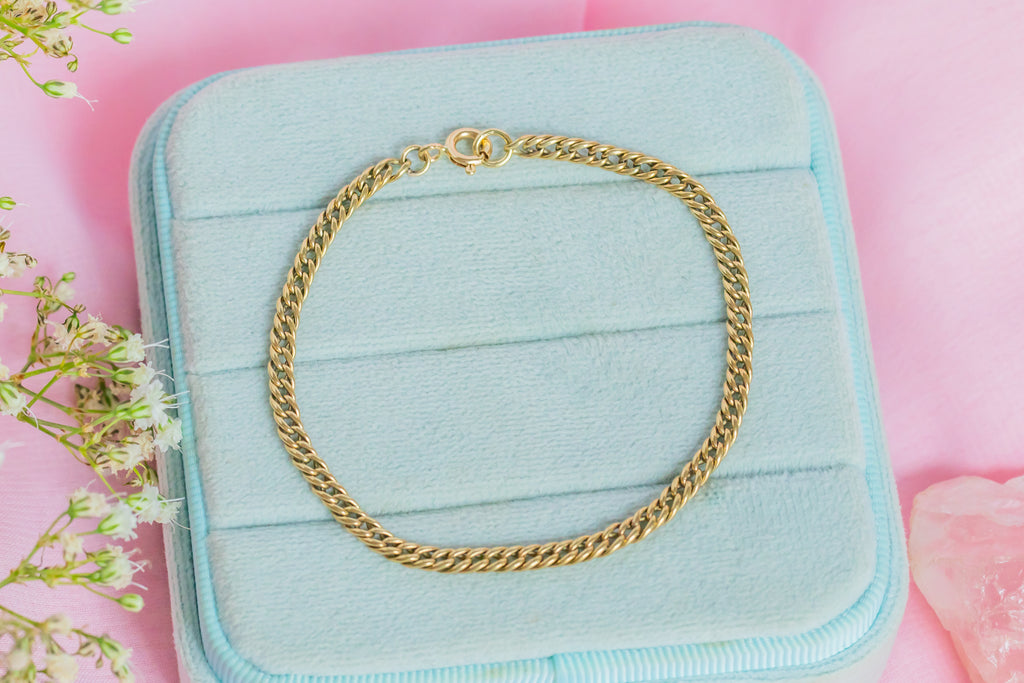 Antique 9ct Gold Curb Link Bracelet